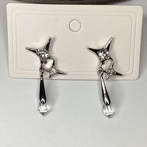 💋Trendy SilverTone Cross Post Drop Earrings